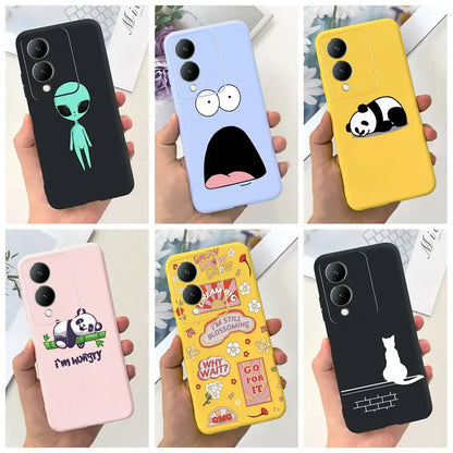 For Vivo Y17s 4G Case Cute Cartoon Painted Cover Soft Silicone Shockproof Phone Case For Vivo Y17s VivoY17s Fundas 6.56'' Bumper